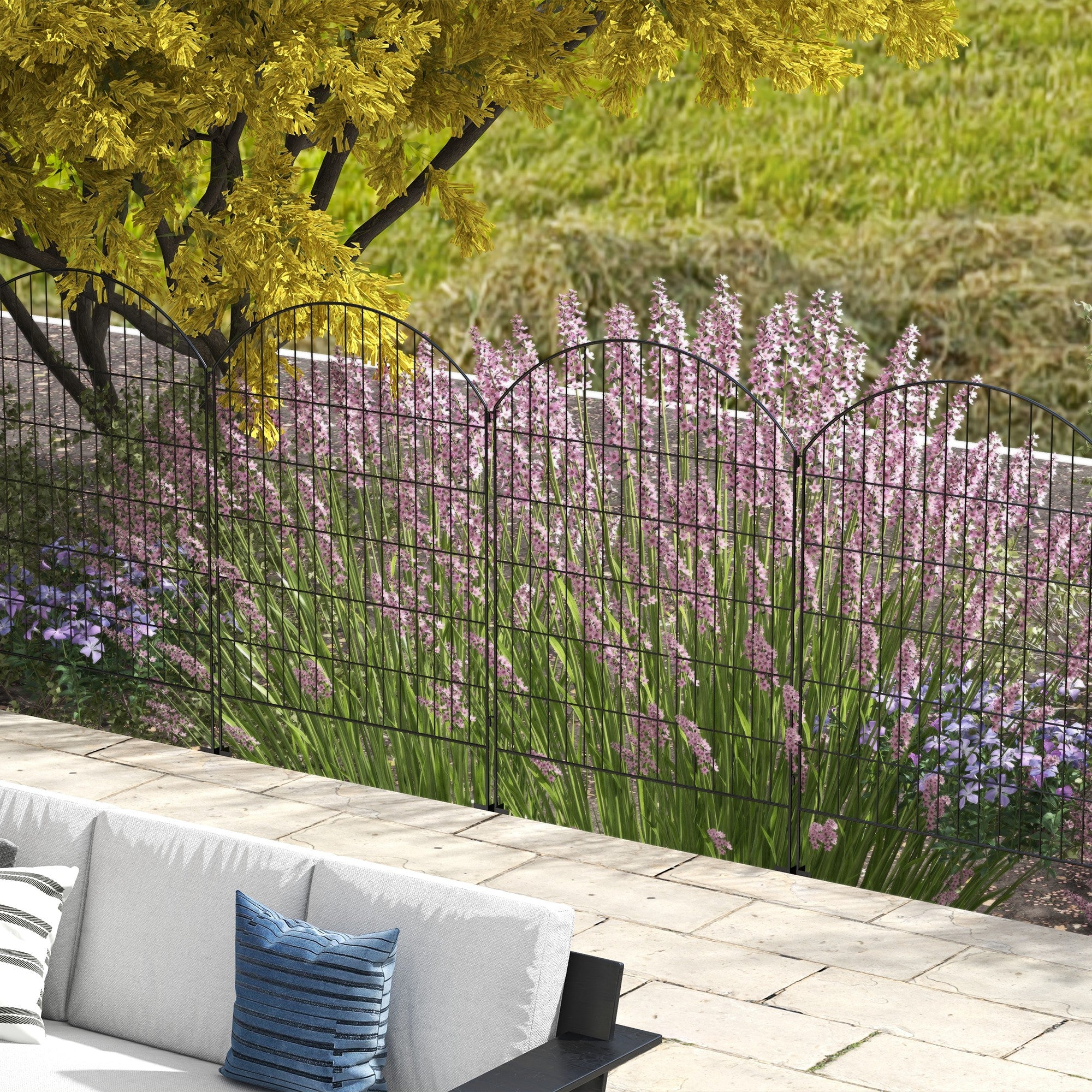 4 Pack Garden Fencing For Yard, Decorative Fence Panels As Animal Barrier And Flower Edging, Grids