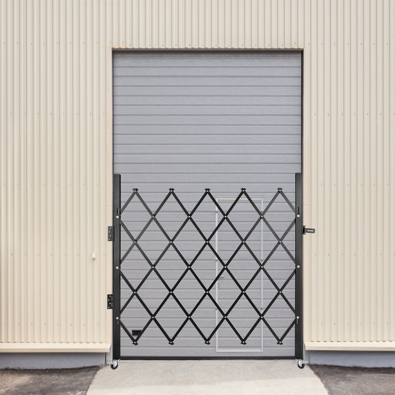 Single Folding Security Gate, 5.1'H X 5.9'W Folding Door Gate, Steel Accordion Security Gate, Flexible Expanding Security Gate, Rolling Barricade Gate, Scissor Gate Door With
