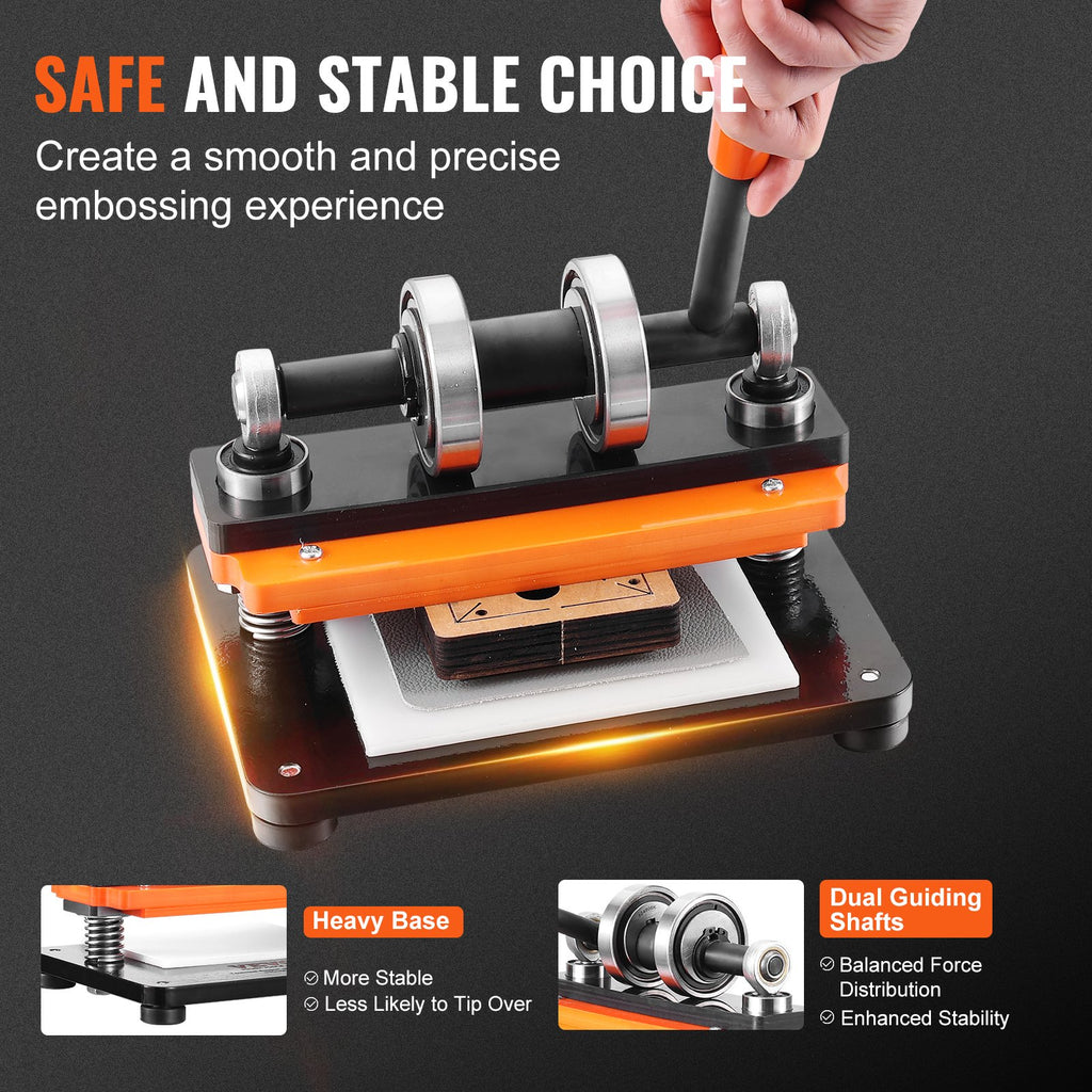 Leather Cutting Machine, 7.1 X 3.9 In Embossing Plate Manual Die Cutter, 0.47 In Pressure Stroke Dual Guide Shafts Die Cut Machine, Leather Embossing Machine For Various Of Materials