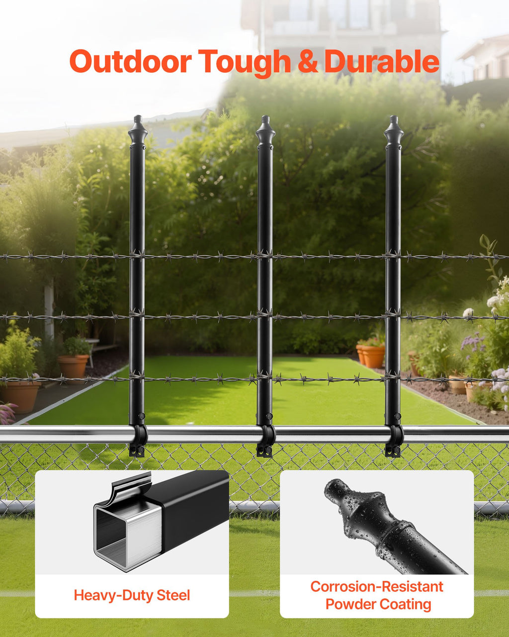 9 Pack 27.4 In Galvanized Steel Chain Link Fence Extender For 1.3'-1.5' Top Rail