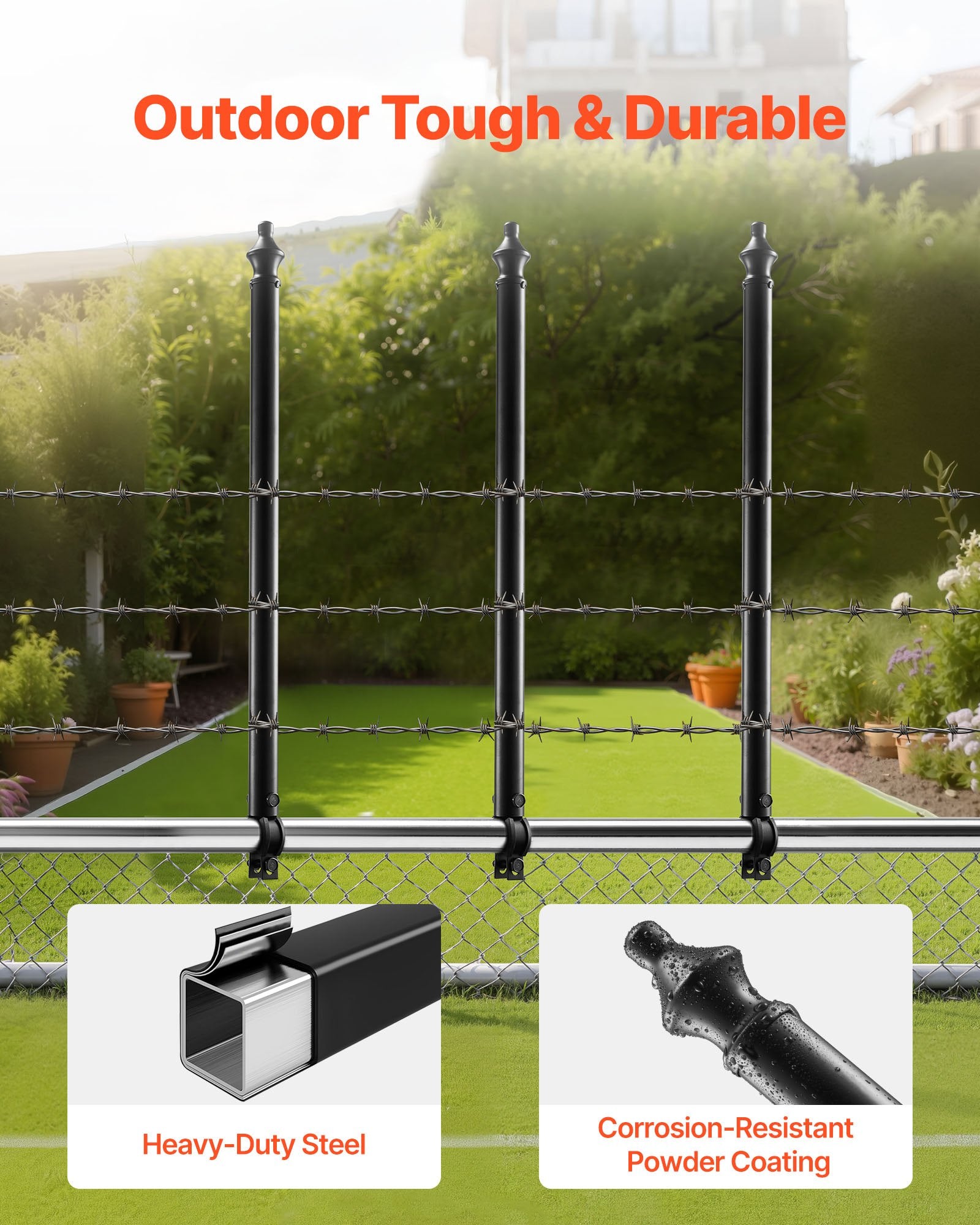 9 Pack 27.4 In Galvanized Steel Chain Link Fence Extender For 1.3'-1.5' Top Rail