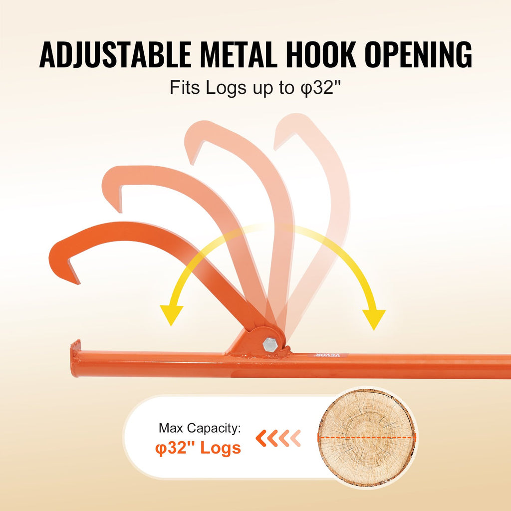 Cant Hook Tool 46.5 In Heavy Duty Steel Log Roller Forestry Logging Tools