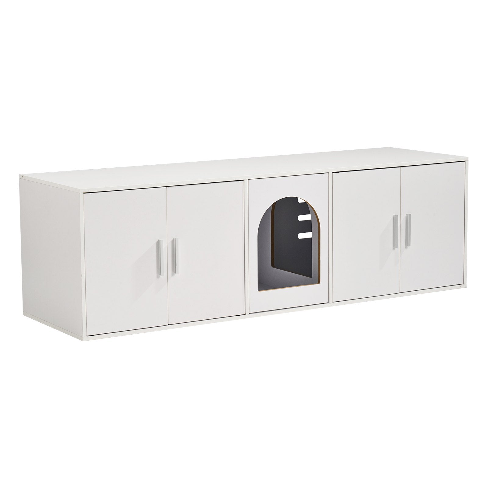 Cat Litter Box Enclosure Wooden Litter Box Furniture Hidden  White