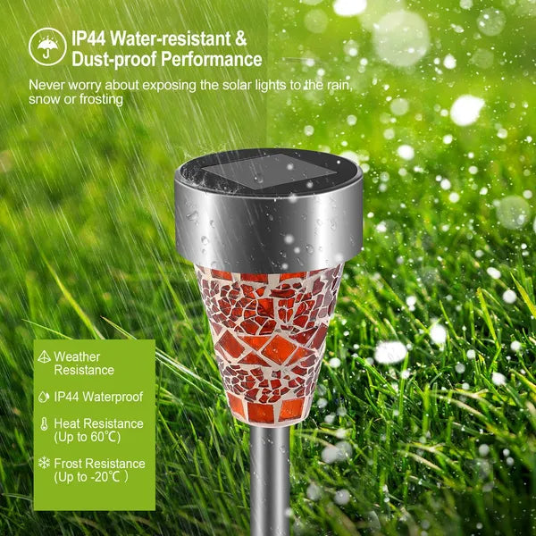 6Packs Solar Garden Lights Outdoor Solar Pathway Lights IP44 Water-resistant Landscape Lights 8Hrs Lawn Lamps For Yard Driveway Walkway