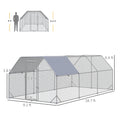 Large Chicken Coop Metal Chicken Run With Waterproof And Anti-UV Cover, Flat Shaped Walk In Fence Cage Hen House For Outdoor And Yard Farm Use, 1" Tube Diameter, 9.2' X 18.7' X 6.4'