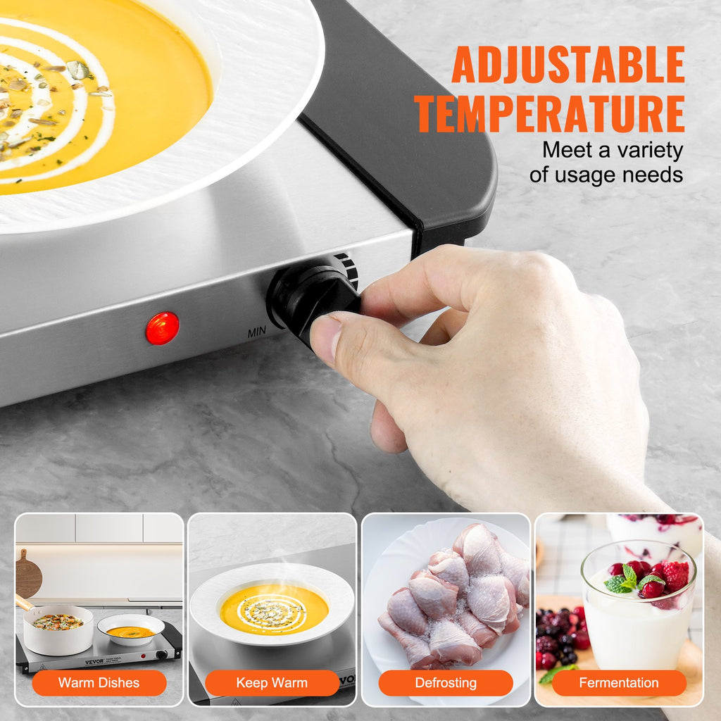 Electric Warming Tray Buffet Food Warming W Temp Control Stainless Steel