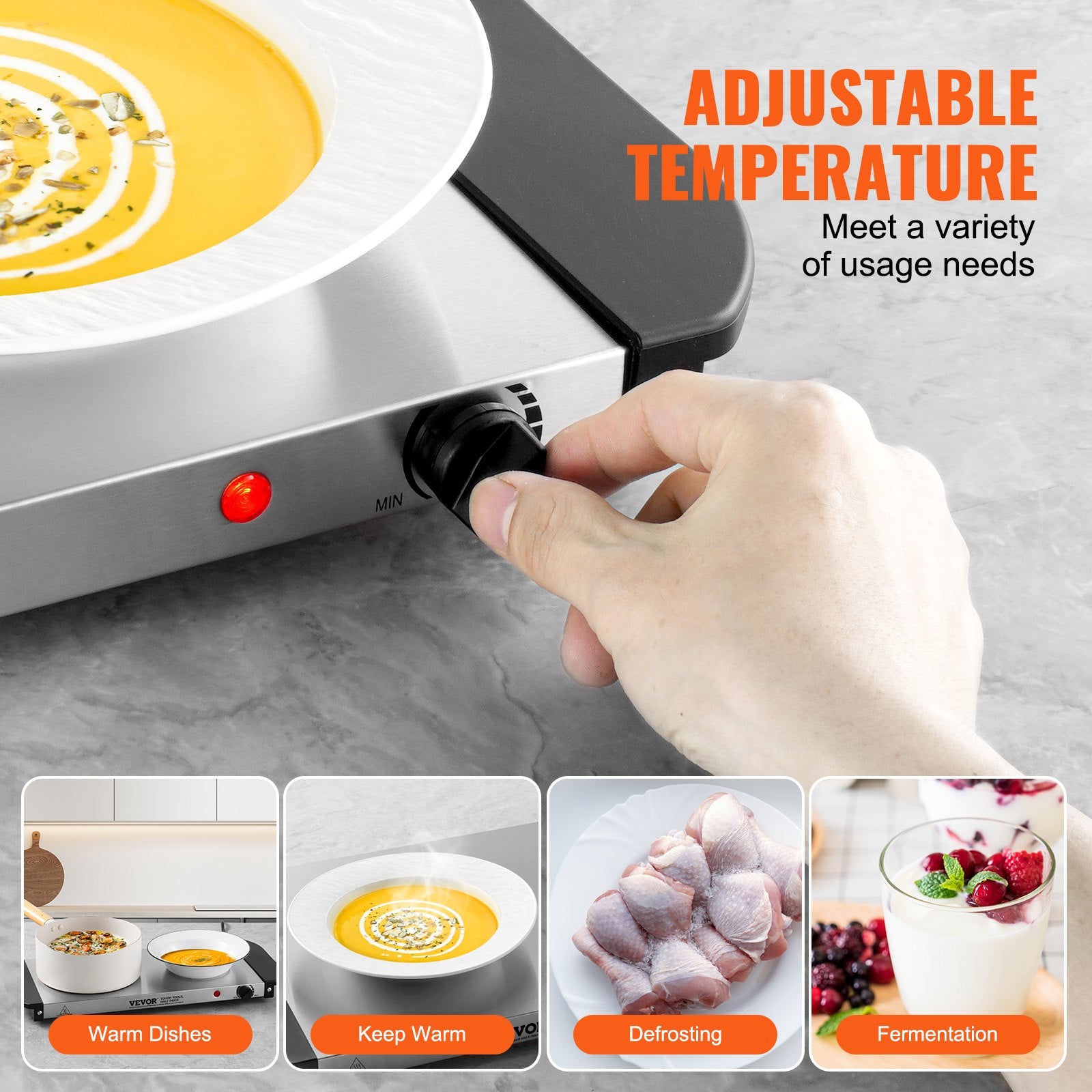 Electric Warming Tray Buffet Food Warming W Temp Control Stainless Steel