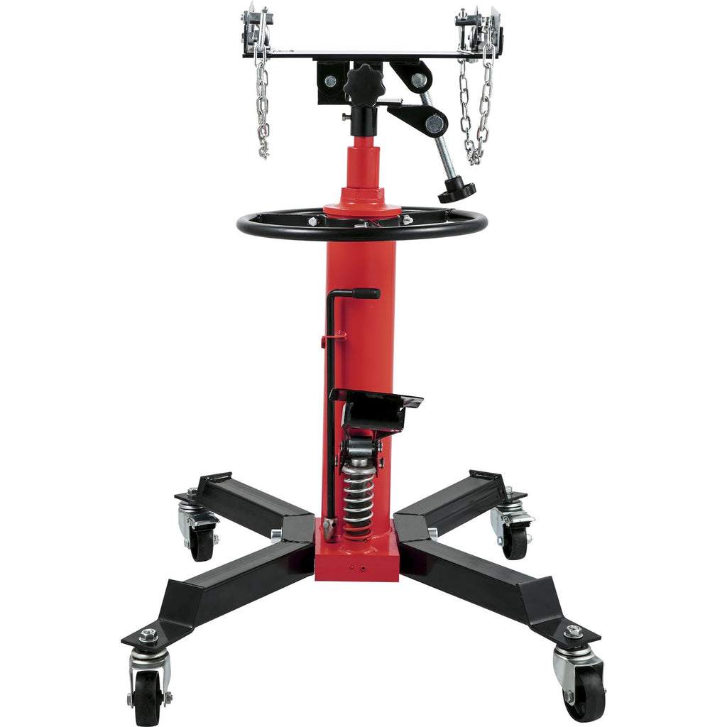 Transmission Jack, Capacity Hydraulic Telescopic Transmission Jack, 2-Stage Floor Jack Stand With Foot Pedal,  Swivel Wheel, Garage