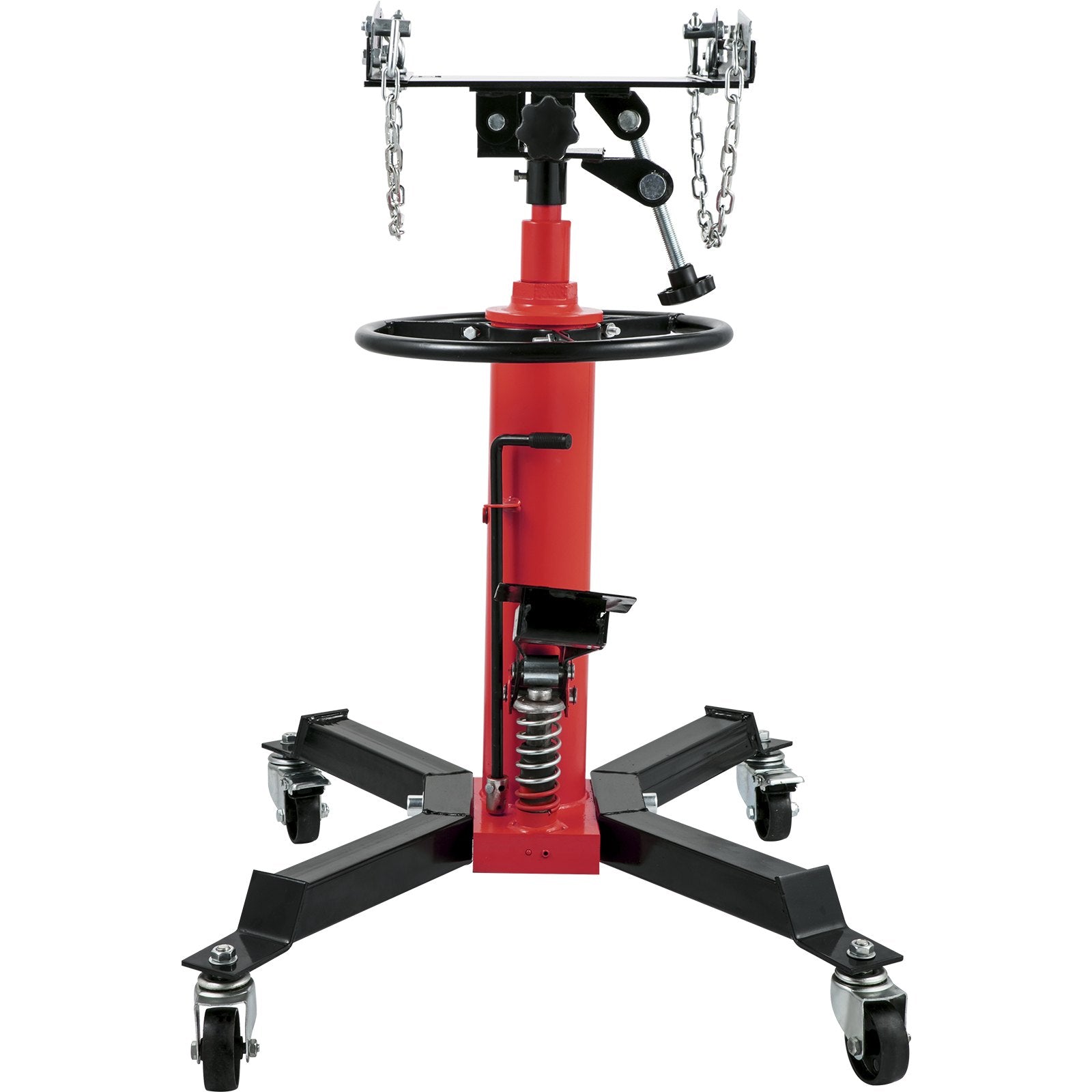Transmission Jack, Capacity Hydraulic Telescopic Transmission Jack, 2-Stage Floor Jack Stand With Foot Pedal,  Swivel Wheel, Garage