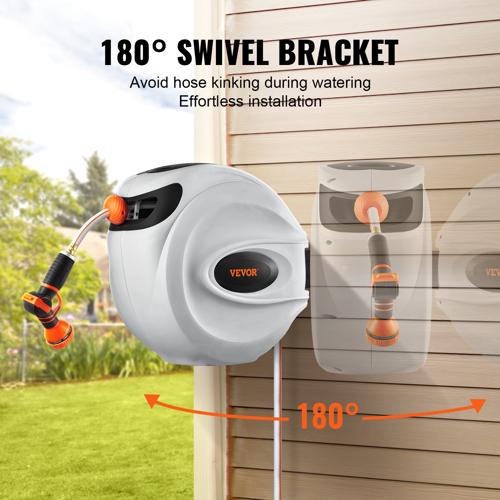 Retractable Hose Reel Water Hose Reel   Swivel Wall-Mounted