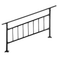 Outdoor Stair Railing, Fits For 1-5 Steps Transitional Wrought Iron Handrail, Adjustable Exterior Stair Railing With Fence, Handrails For Concrete Steps With Installation Kit, Matte Black