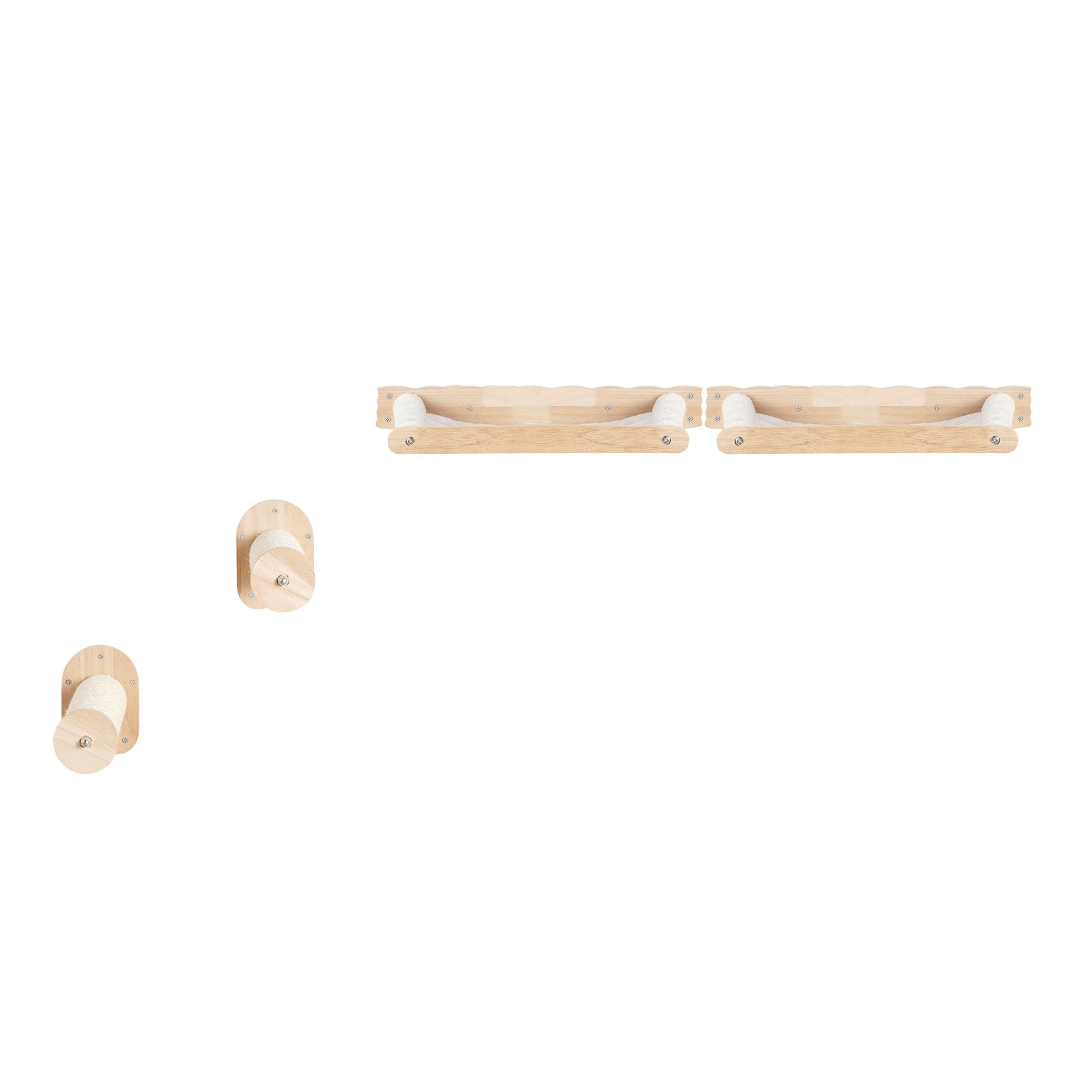 Wall Mounted Cat Shelves With 2 Jumping Posts & 2 Hammocks Up To 40 Lbs