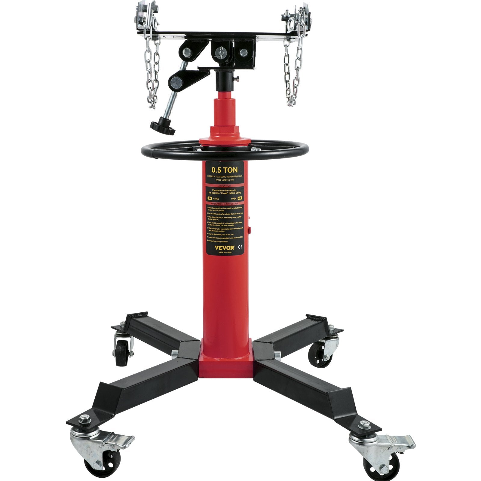 Transmission Jack, Capacity Hydraulic Telescopic Transmission Jack, 2-Stage Floor Jack Stand With Foot Pedal,  Swivel Wheel, Garage