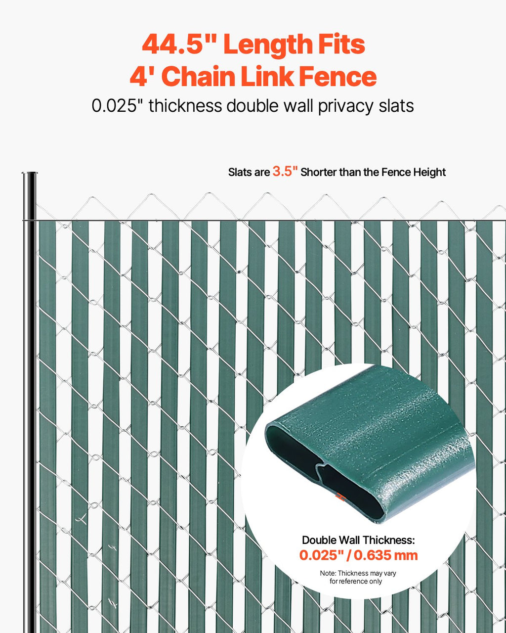 Chain Link Fence Privacy Slats Double-Wall For 4' High Fence Bottom Lock Green