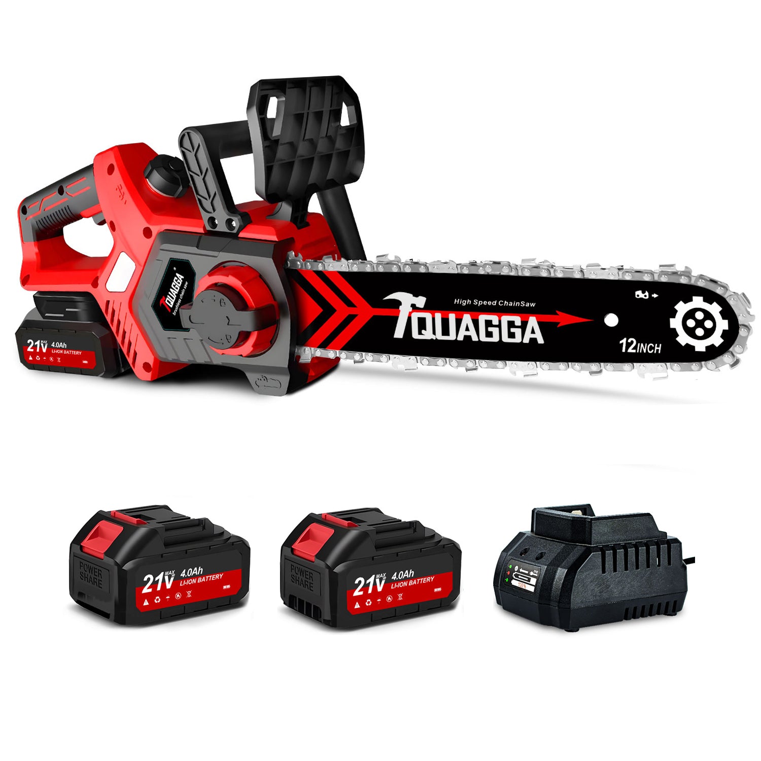 21V Powerful Brushless Chainsaw Ultimate Cordless Power Chain Saw For Wood Cutting, Tree Trimming More Battery Charger Included