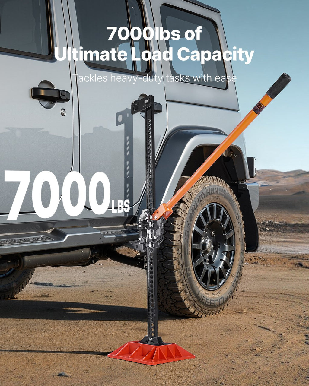 Farm Jack With Base, 60" Utility High Lift Farm Jack, 3.18 Ton (7,000 Lbs) Capacity Ratcheting Off Road Utility Jacks, Heavy-Duty Lift Jacks With 5.12"-54.33" Lifting Range For Tractor, Truck, SUV