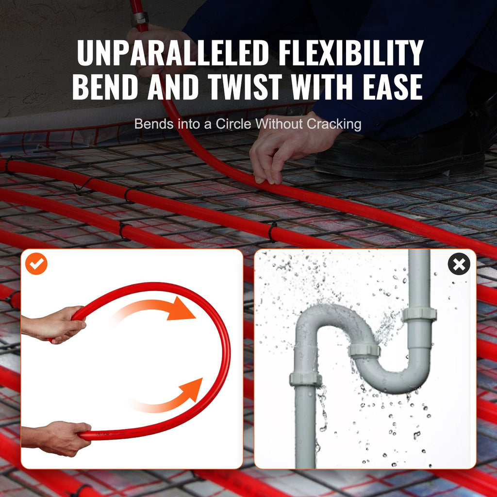 PEX Pipe 1/2 Inch, 2 X 100 Feet Length PEX-A Flexible Pipe Tubing For Potable Water, Pex Water Lines For Hot/Cold Water & Easily Restore, Plumbing Applications With Free Cutter, Blue & Red