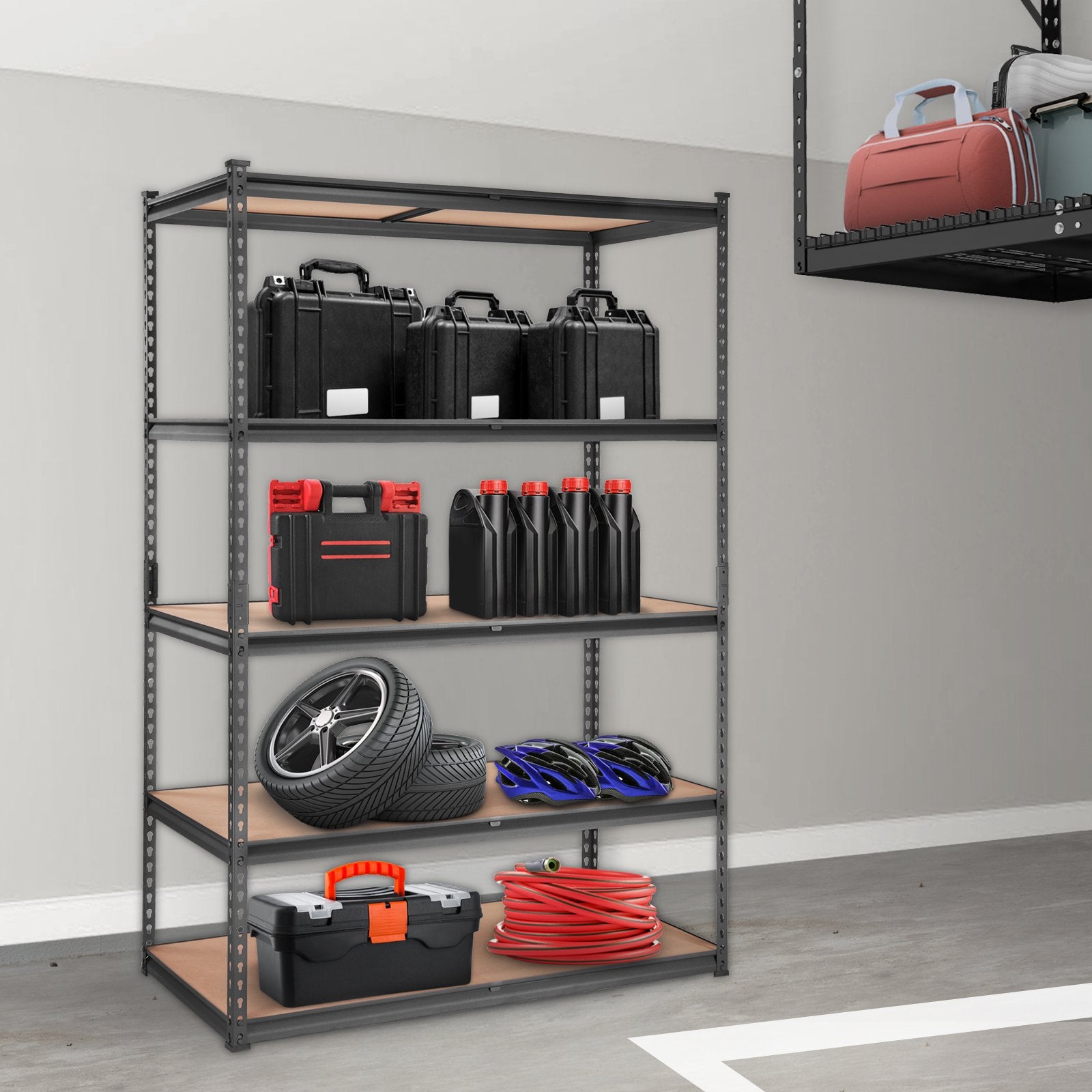 Storage Shelving Unit, 5-Tier Adjustable, 2000 Lbs Capacity, Heavy Duty Garage Shelves Metal Organizer Utility Rack, Black, For Kitchen Pantry Basement Bathroom Laundry