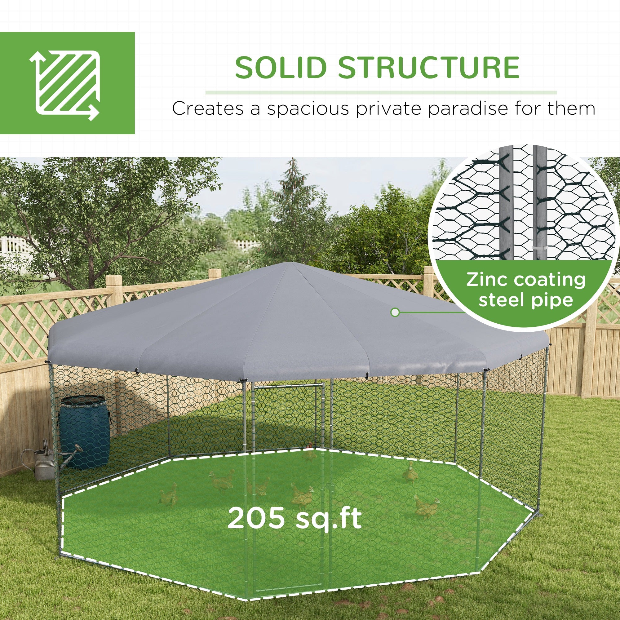 Chicken Run for 19-25 Chickens with Cover