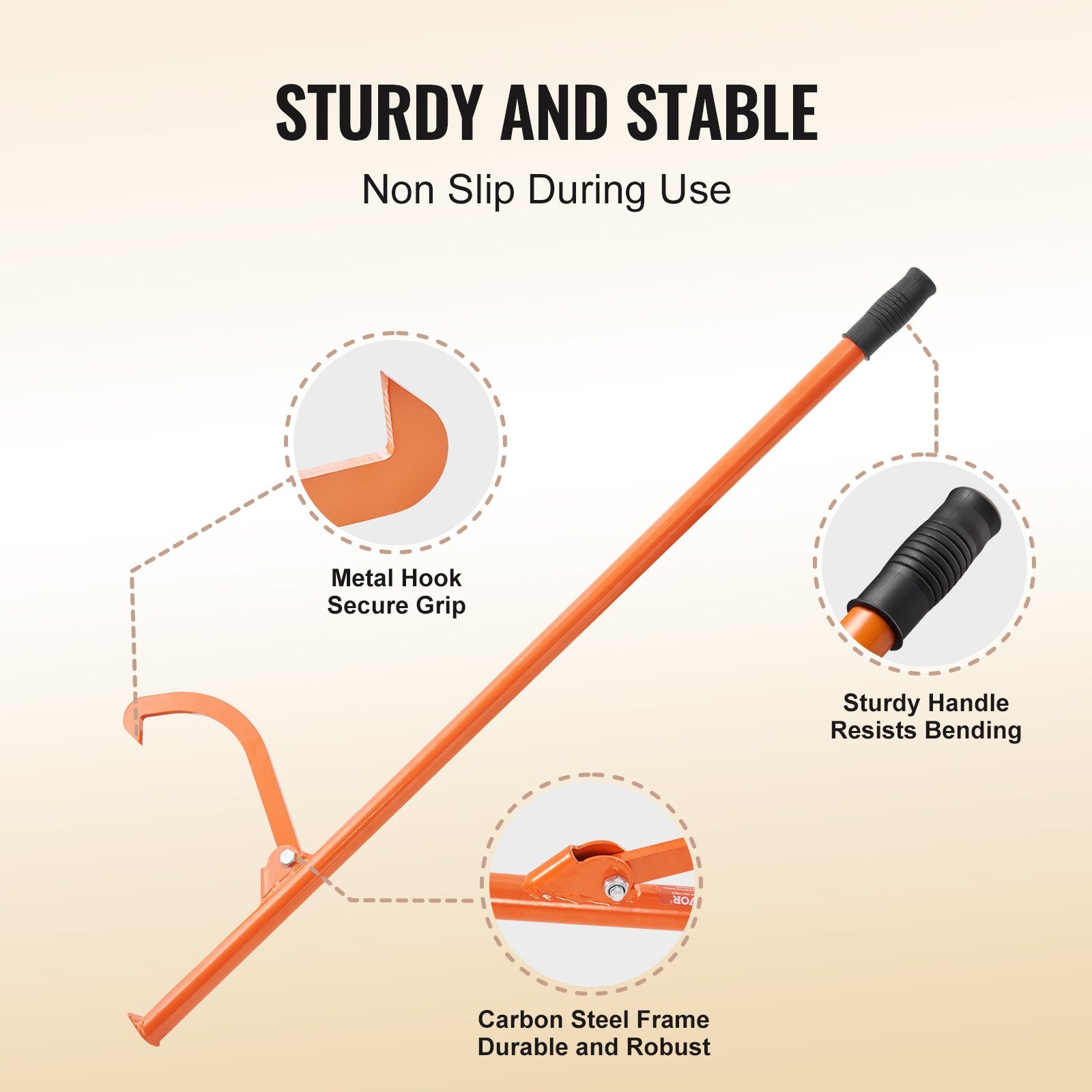 Cant Hook Tool 46.5 In Heavy Duty Steel Log Roller Forestry Logging Tools