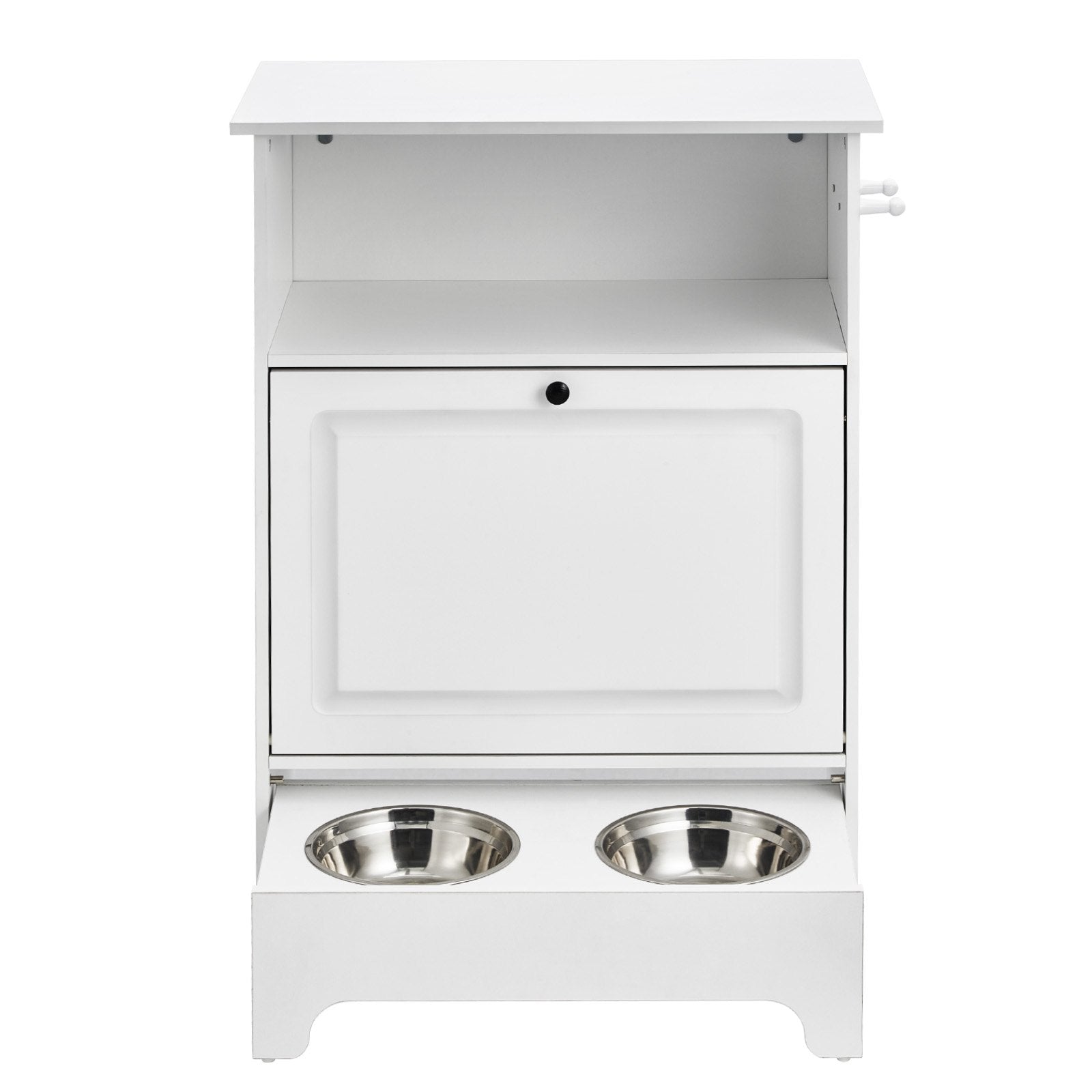 Pet Feeding Station W 2 Elevated Dog Bowls Dog Food & Toy Storage Cabinet