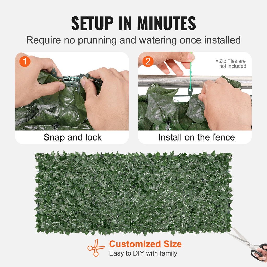39'x98' Artificial Faux Ivy Leaf Privacy Fence Screen With Mesh Cloth Backing