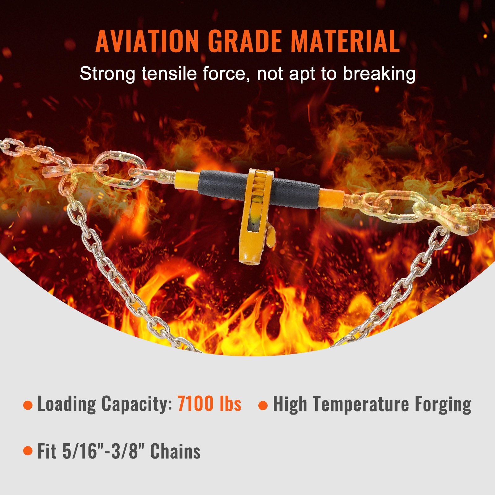 Ratchet Chain Binder, 5'16'-3'8' Heavy Duty Load Binders, With G80 Hooks 7,100 Lbs Secure Load Limit, Labor-saving Anti-skid Handle, Tie Down Hauling Chain Binders For Flatbed Truck Trailer, 4 P