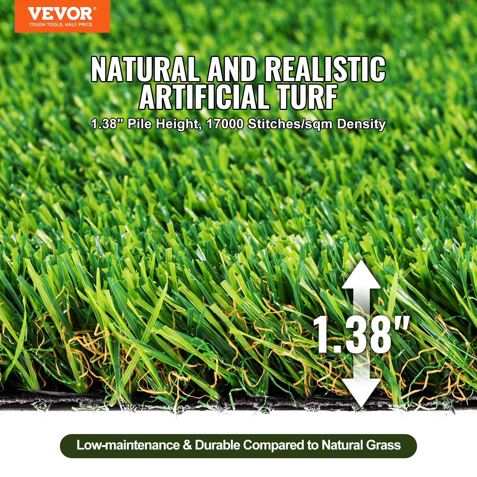 Artifical Grass, 6 X 10 Ft Rug Green Turf, 1.38'Fake Door Mat Outdoor Patio Lawn Decoration, Easy To Clean With Drainage Holes, Perfect For Multi-Purpose Home Indoor Entryway Scraper Dog Mats