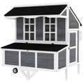 43" Chicken Coop with Wheels, Chicken Tractor with Nesting Box, Windows, Pull-out Tray, Perches, for 2-4 Hens, Gray