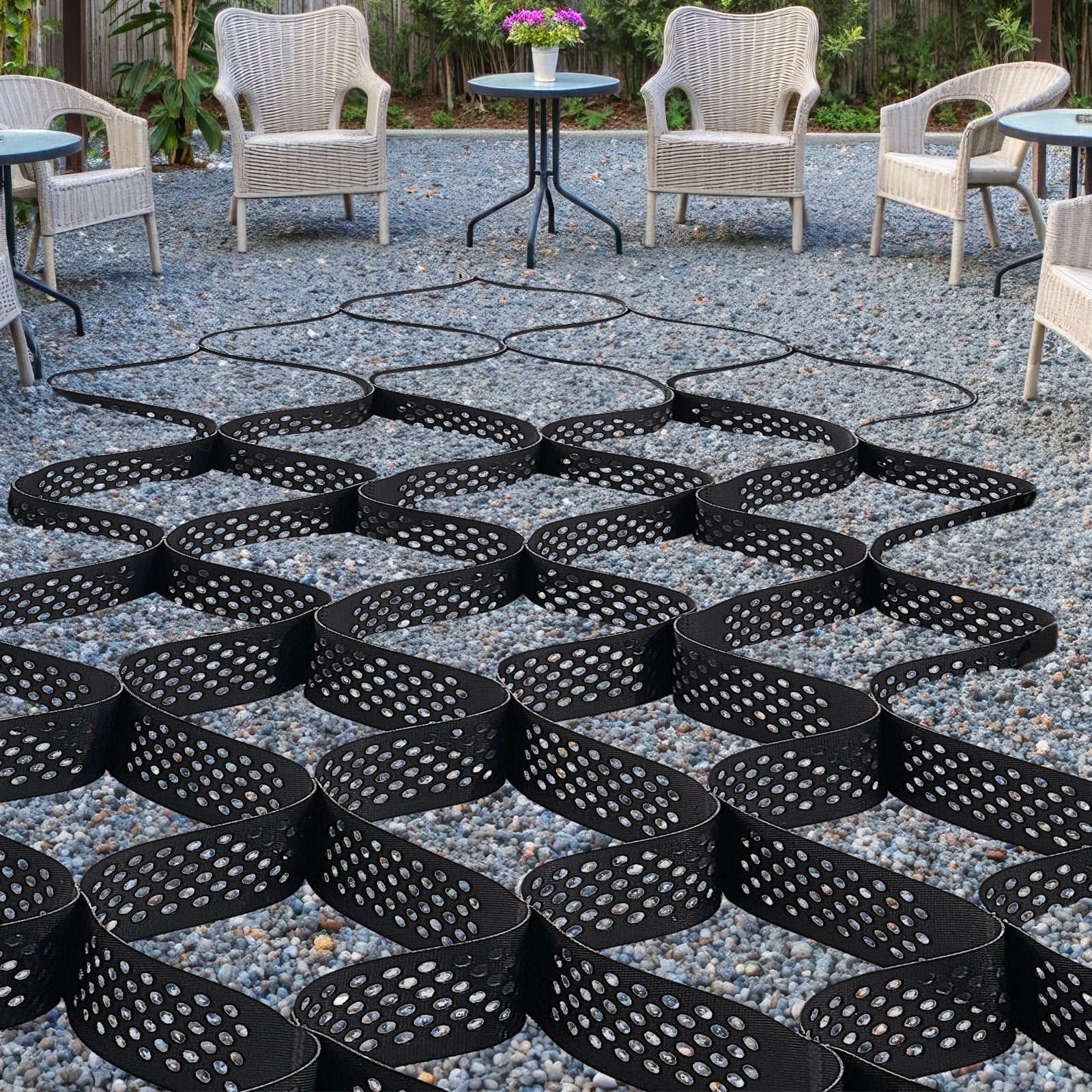 Ground Grid 4-Inch Depth Geocell Grid 17.06x8.86 FT / 5200x2700 Mm For Gravel