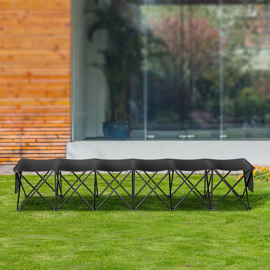 6 Seat Portable Folding Sport Bench Farm Camping Chair With Carry Bag
