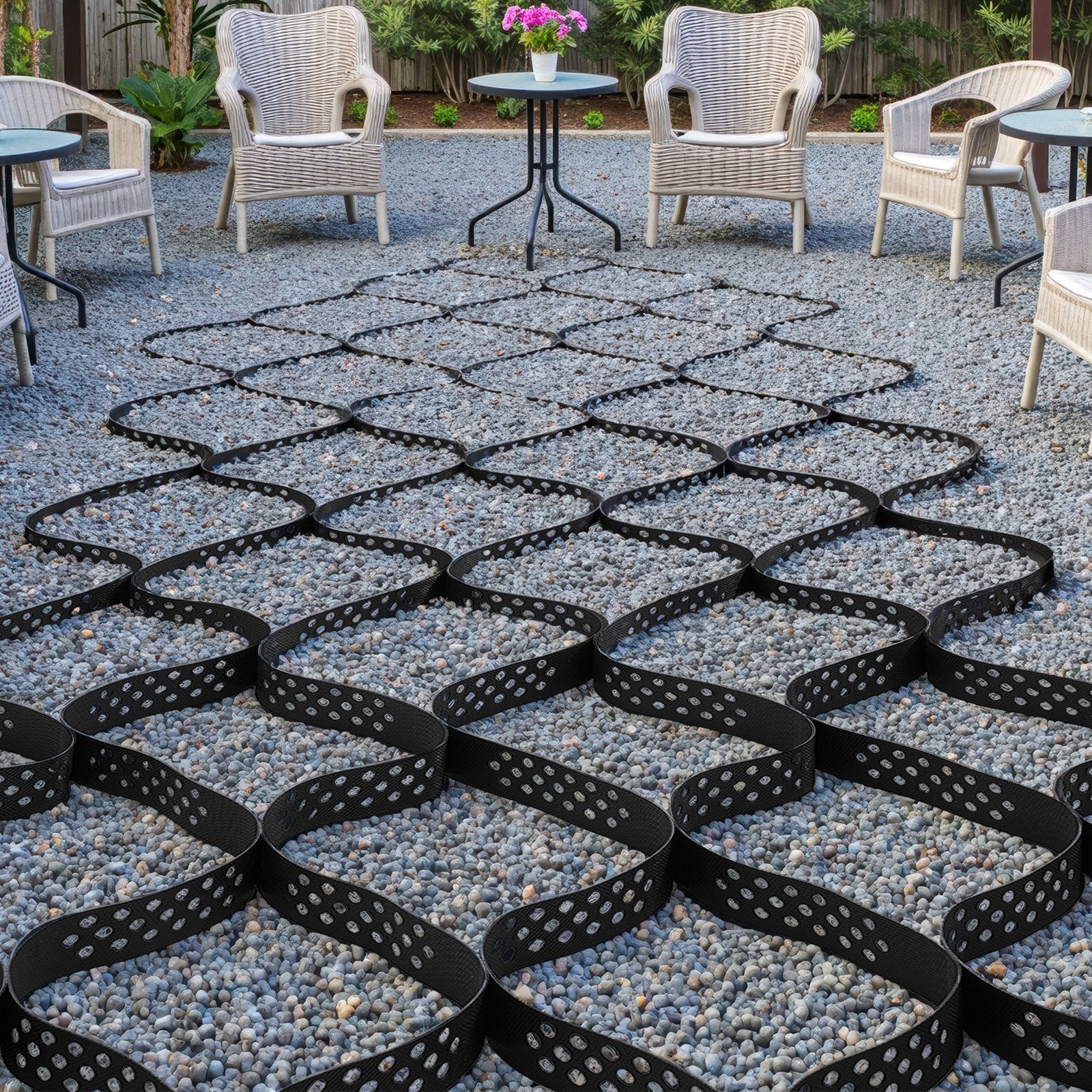 Ground Grid 2-Inch Depth Geocell Grid 32.81x9.84 FT / 10000x3000 Mm For Gravel