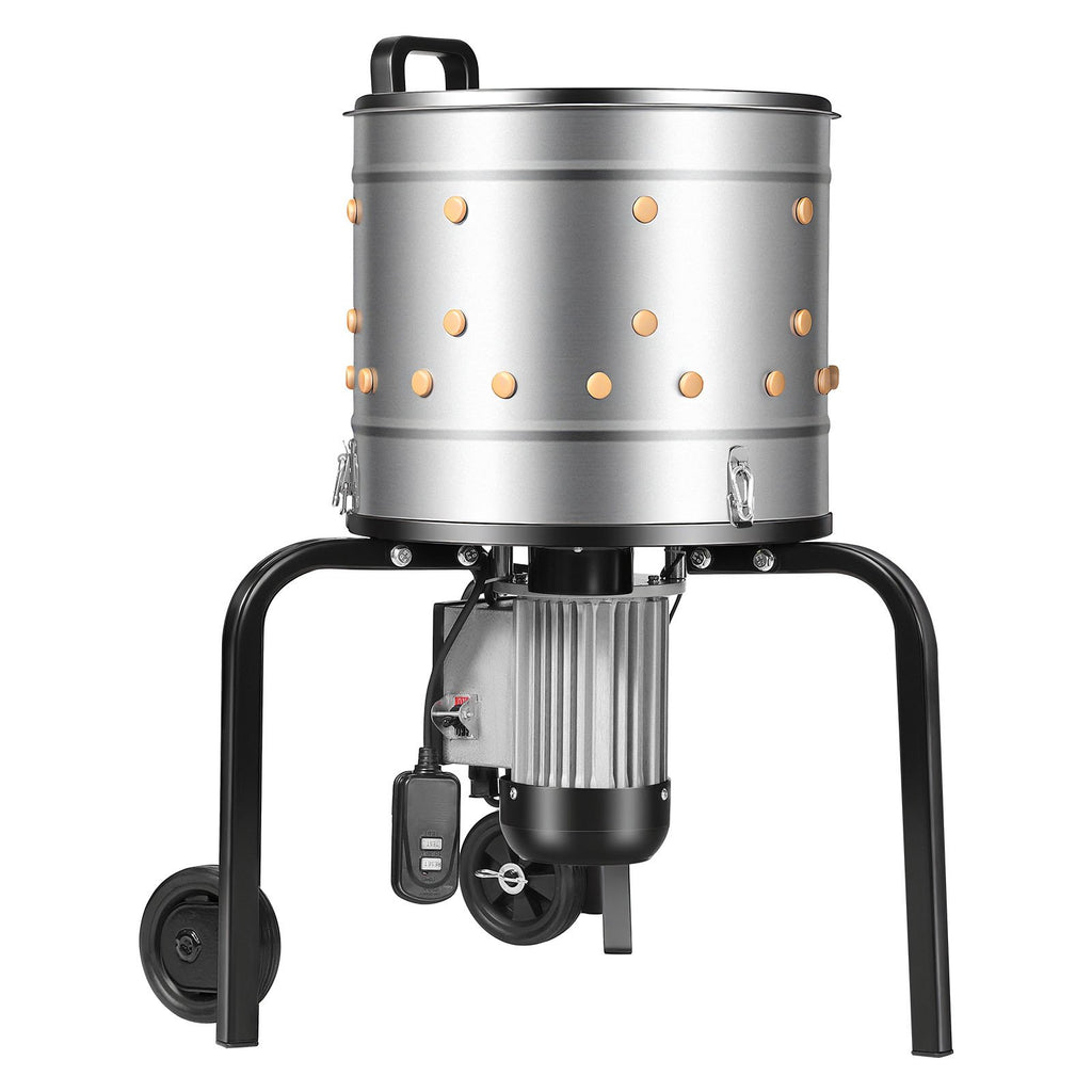Chicken Plucker Machine, 15.7 In Drum, 550W & 275RPM Electric Chicken Plucking Machine With 114 Soft Fingers & Transport Wheels, Stainless Steel Feather Remover For Processing 1-2 Chicks Once