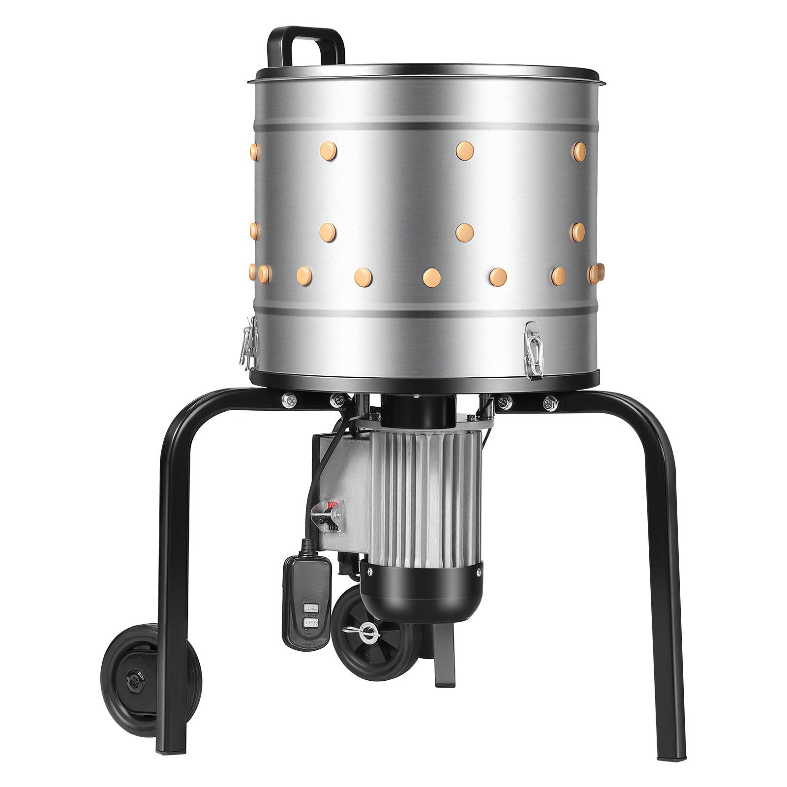 Chicken Plucker Machine, 15.7 In Drum, 550W & 275RPM Electric Chicken Plucking Machine With 114 Soft Fingers & Transport Wheels, Stainless Steel Feather Remover For Processing 1-2 Chicks Once
