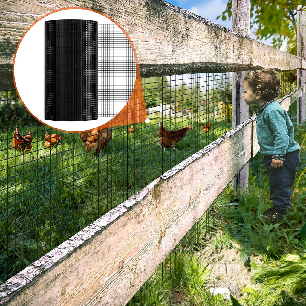Hardware Cloth, 24'' X 100' Galvanized Wire Mesh Roll, 19 Gauge Chicken Wire Fence Roll, Vinyl Coating Metal Wire Mesh For Chicken Coop Barrier, Rabbit Snake Fences, Poultry Enclosures