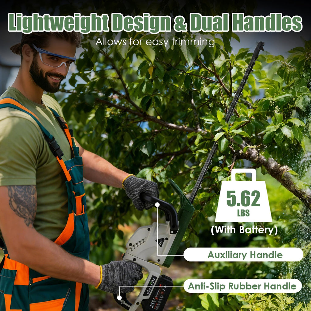 20in Cordless Hedge Trimmer For Spring Garden 21V Handheld Bush Trimmer Electric Grass Shrub Trimmer With Dual Action Blades 0.6in Cutting Diameter Safety Lock 90 Degree Adjustable Handle For Spring