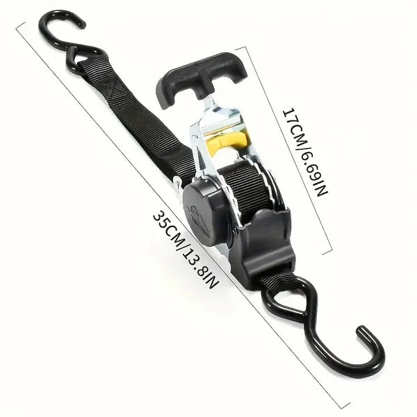 1pc Retractable Ratchet Strap, Self Retractable Tie Down Strap, 10ft Tensile Strength, 1500lbs Tensile Strength, Strong Black Heavy Duty Automatic Ratchet Strap For Securing Cargo, Trucks, Motorcycles
