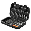 Socket Set, Drive Socket And Ratchet Set, 6-Point Socket Opening, 54 Pieces Tool Set SAE And Metric, Deep And Standard Sockets,