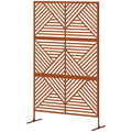 Decorative Privacy Fence Screen, Metal Outdoor Privacy Screen Climbing Plant Trellis with Stand, Rhombus Brown