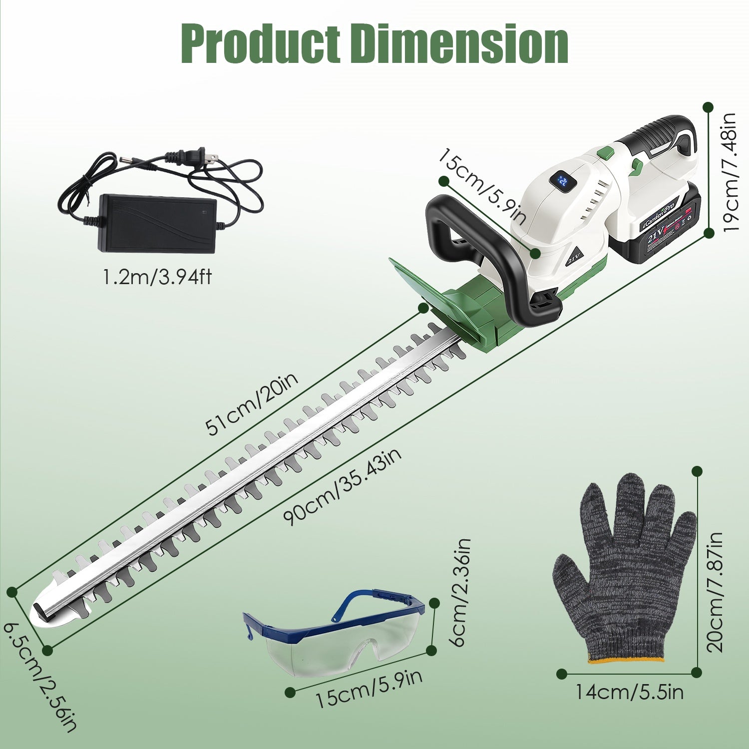 20in Cordless Hedge Trimmer For Spring Garden 21V Handheld Bush Trimmer Electric Grass Shrub Trimmer With Dual Action Blades 0.6in Cutting Diameter Safety Lock 90 Degree Adjustable Handle For Spring
