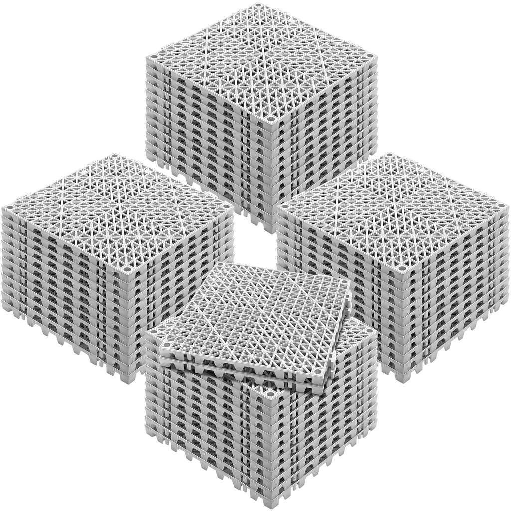 Interlocking Tile 50PCS Gray, Drainage Tiles Splicing, Soft PVC Interlocking Drainage Floor Tiles, Non-Slip Drainage Holes For Restroom, Bathroom, Kitchen, Pool, Wet Areas