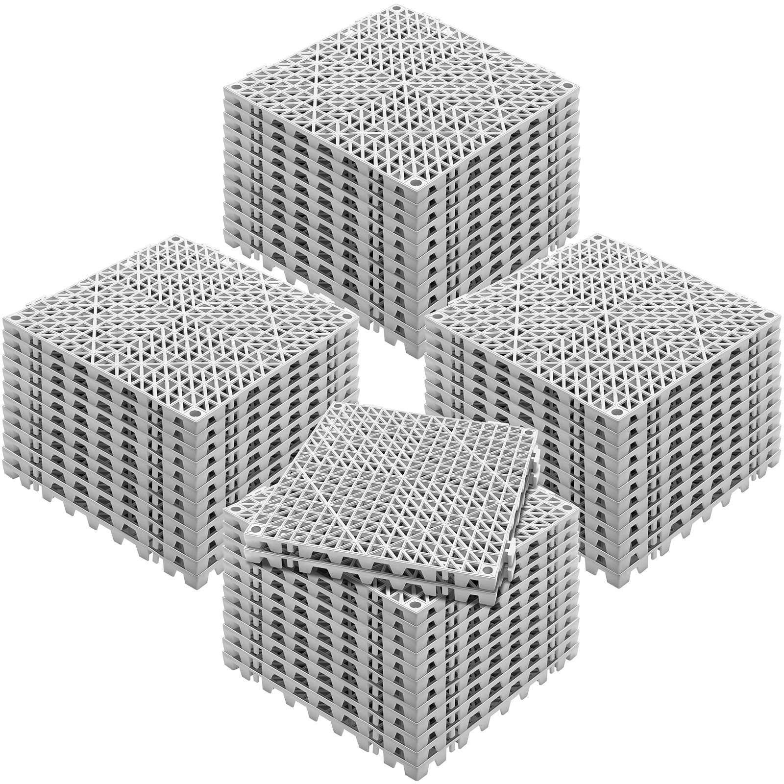 Interlocking Tile 50PCS Gray, Drainage Tiles Splicing, Soft PVC Interlocking Drainage Floor Tiles, Non-Slip Drainage Holes For Restroom, Bathroom, Kitchen, Pool, Wet Areas