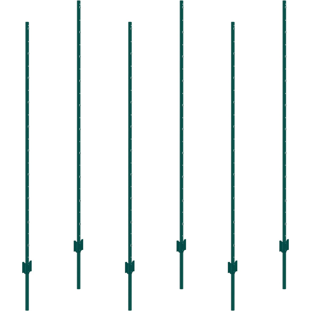 6 Feet Fence Post 6 Pack U-Channel Heavy Duty Metal Fence Posts Green