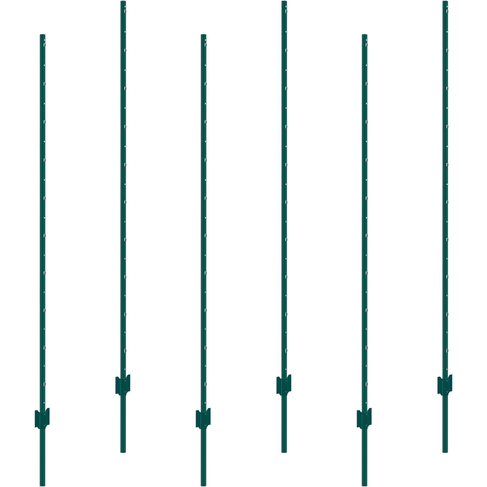 6 Feet Fence Post 6 Pack U-Channel Heavy Duty Metal Fence Posts Green