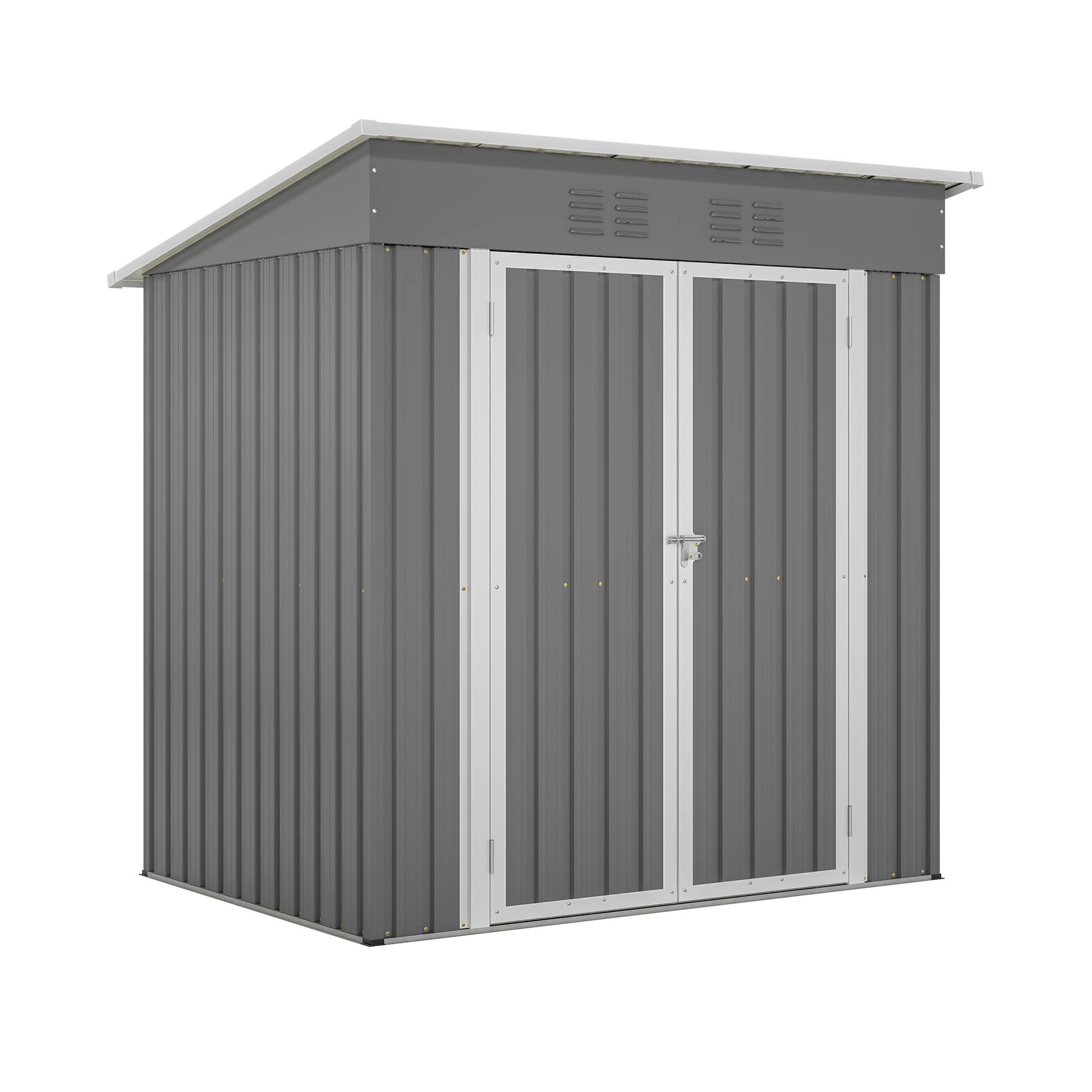 6'x4' Outdoor Metal Storage Shed For Farm
 Tools Lockable Door With Floor Frame