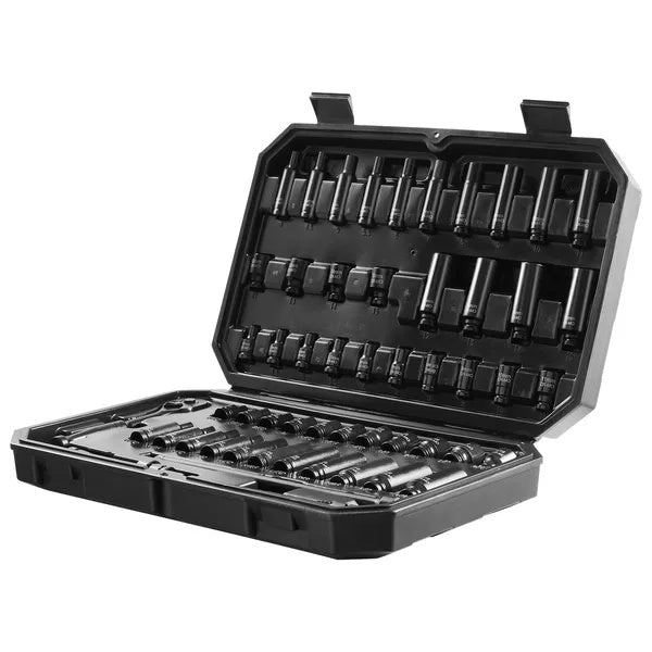 Impact Sockets Set 55pcs 6-Point  Drive Bit Ratchet Tool Kit Case