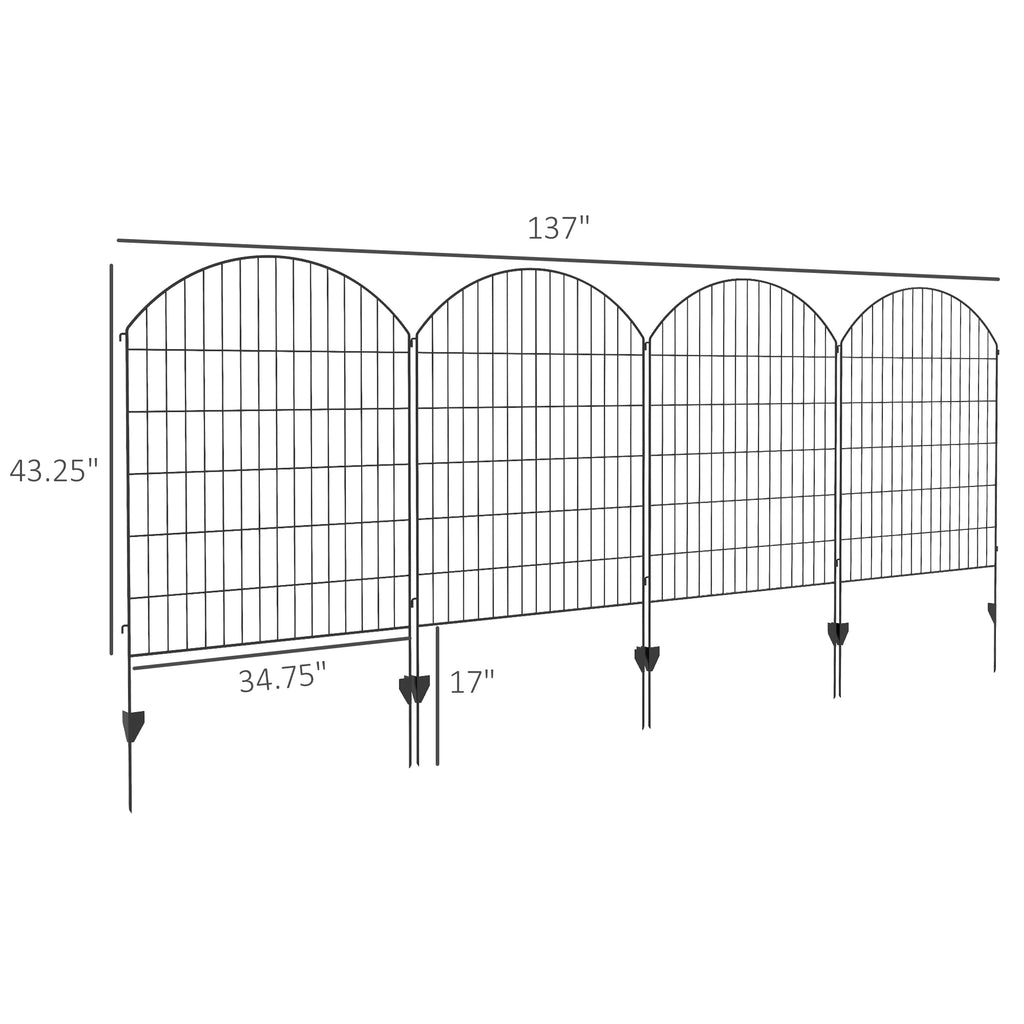 4 Pack Garden Fencing For Yard, Decorative Fence Panels As Animal Barrier And Flower Edging, Grids