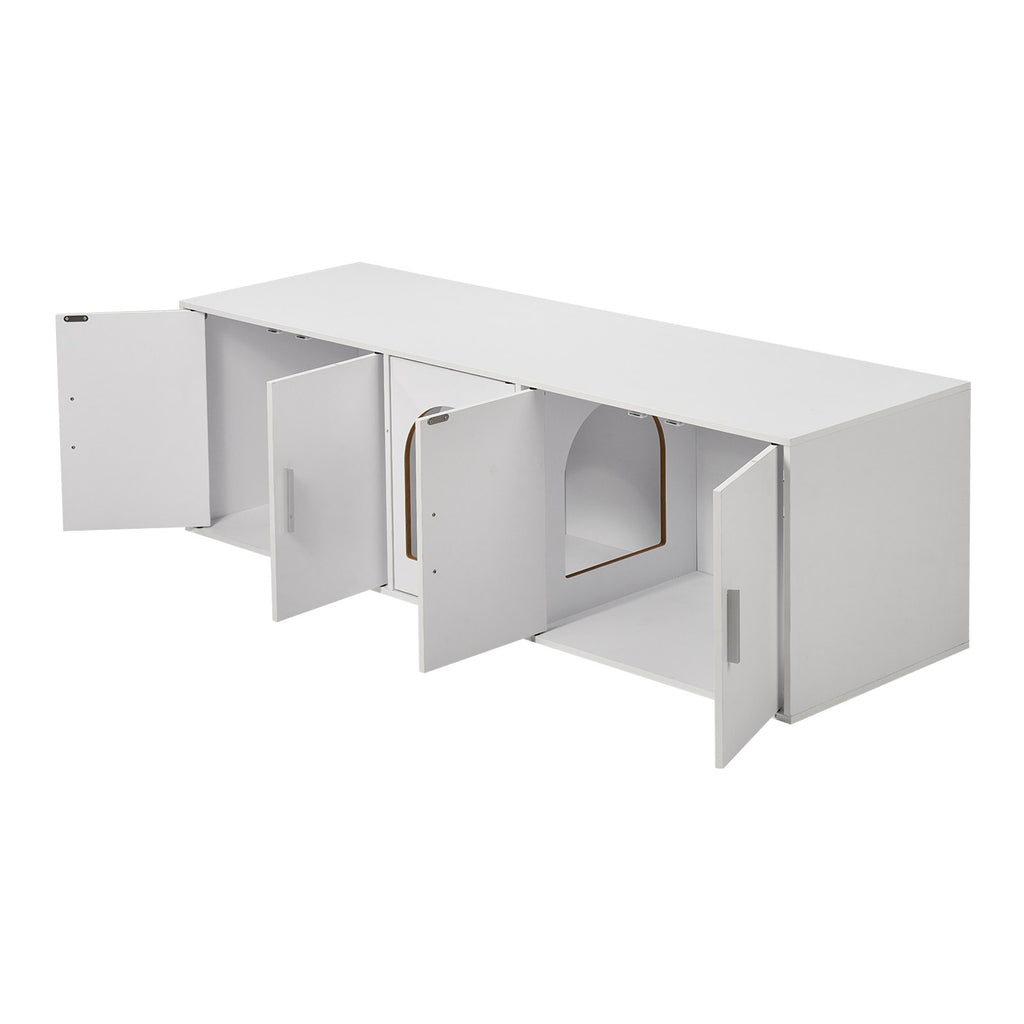Cat Litter Box Enclosure Wooden Litter Box Furniture Hidden  White