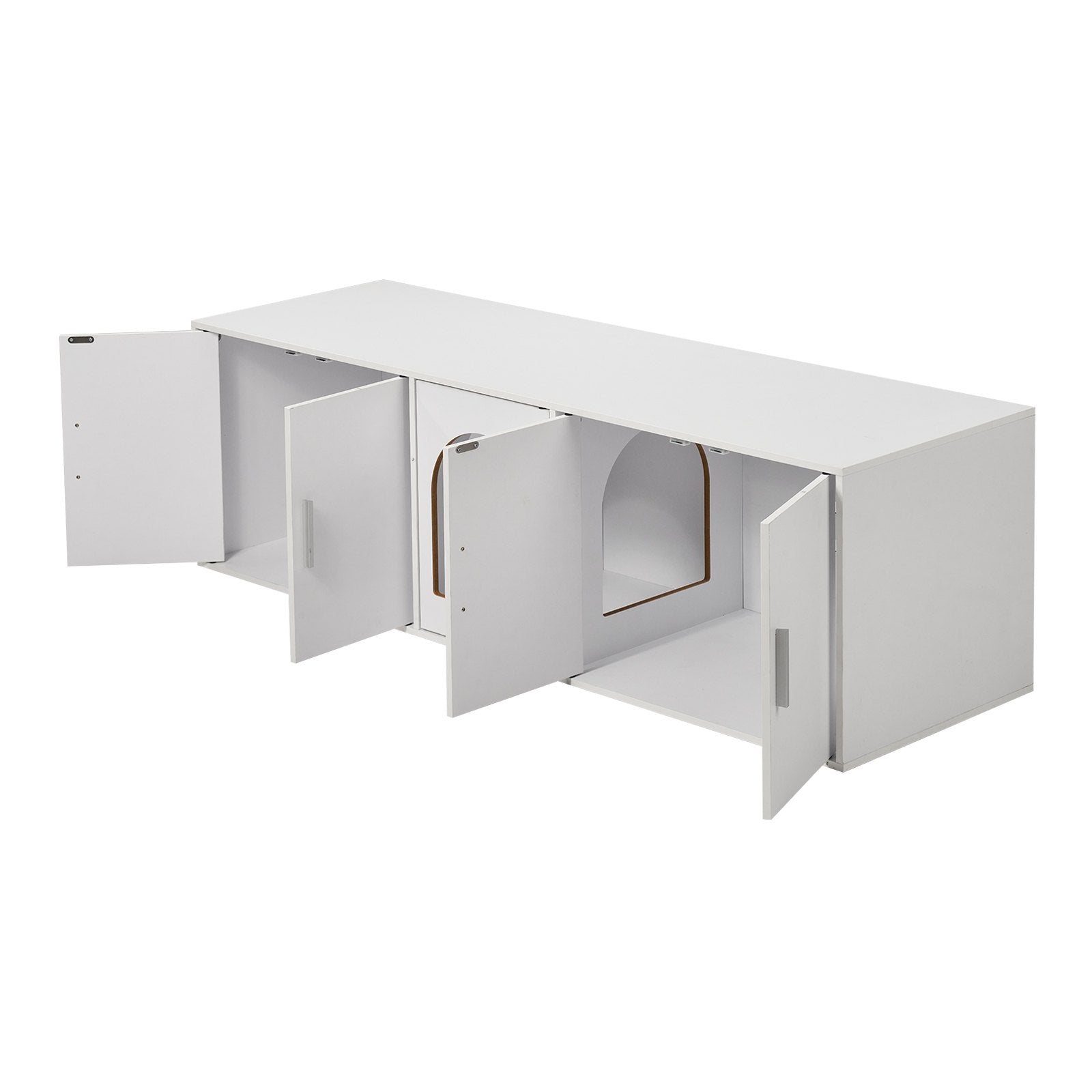 Cat Litter Box Enclosure Wooden Litter Box Furniture Hidden  White