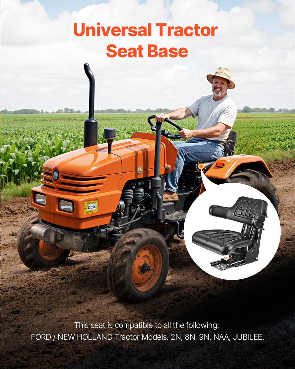 Universal Forklift Seat Wrap Around, Universal Tractor Seat With Micro Switch, Adjustable Tractor Suspension Seat With Tilt Fits For John Deere, Ford, Massey Ferguson, New Holland Tractor